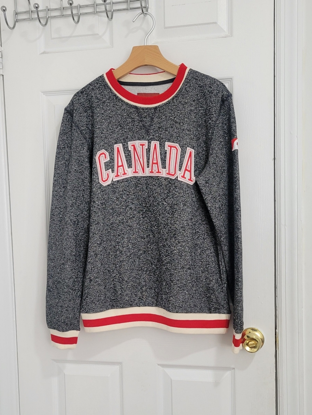 ATC ALL THINGS Canadian Grey & Red Crewneck Sweater - Classic Canada Lettering